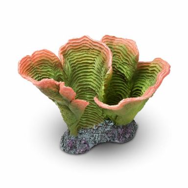 AQUATOP Green & Orange Lettuce Coral Decor - Lifelike Reef Aquarium Ornament, CD-05GRP