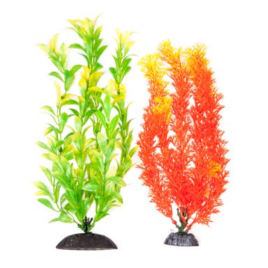 AQUATOP PD-BH66 10 Inch 2-Pack Multi-colored Orange and Green with Highlights Plant Decor