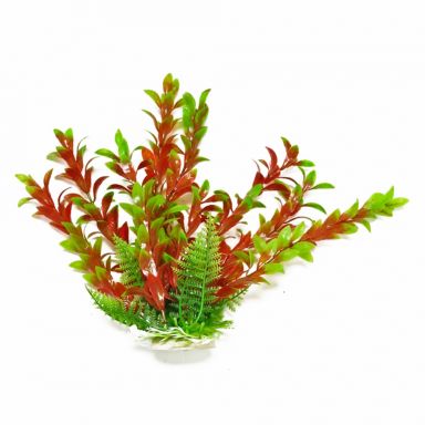 AQUATOP 6"-20" Green/Red Hygro-like Plastic Plant w/ Weighted Base for Aquariums