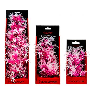 AQUATOP Pink Frost Fluorescent Cannabis Plastic Plant, Weighted Base for Aquariums (6", 10", 16")