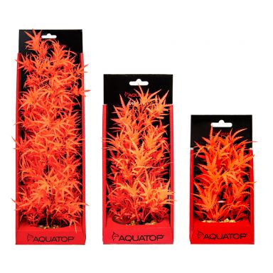 AQUATOP Red Fluorescent Cannabis Plastic Plant, Weighted Base for Aquariums (6", 10", 16")