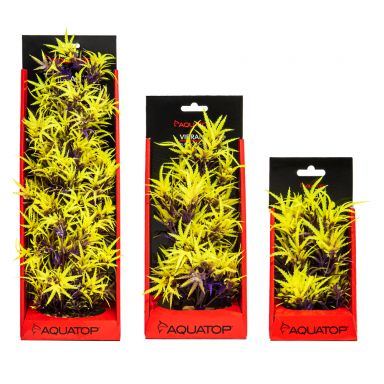 AQUATOP Olive Fluorescent Cannabis Plastic Plant, Weighted Base for Aquariums (6", 10", 16")